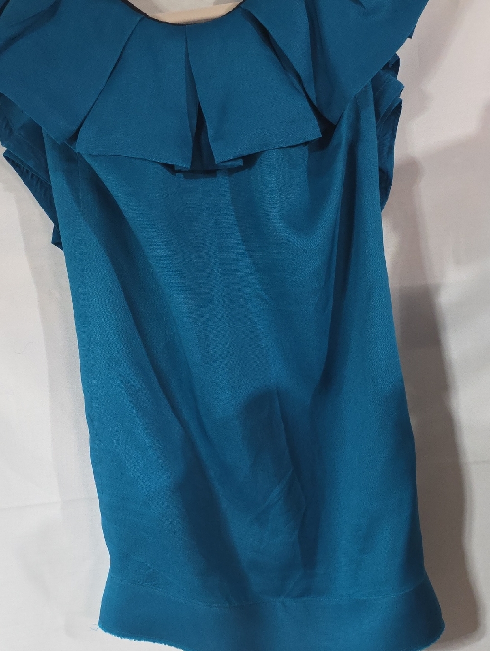 Lanvin Teal Blue Ruffle-Back Sheath Dress
